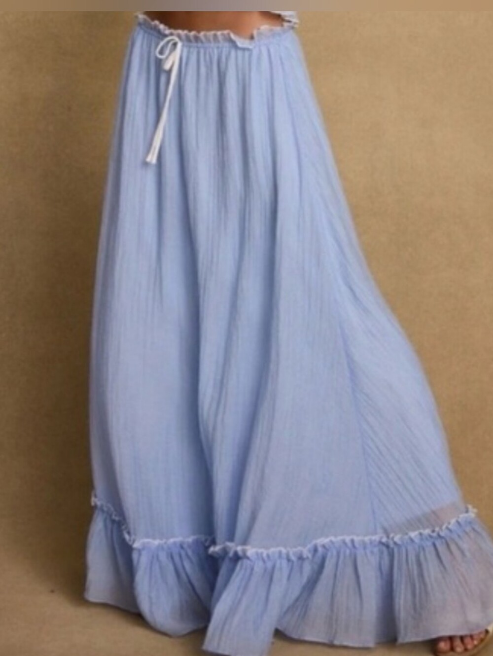 12TH TRIBE Light Blue Dahlia Maxi Skirt Size Small